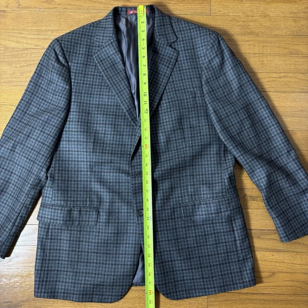Hart Schaffner Marx Men's 44R Gray Plaid Loro‎ Piana Cashmere Two Button Blazer